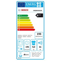 Bosch | WQB245ALSN | Dryer Machine with Heat Pump | Energy efficiency class A+++ | Front loading | 9 kg | Condensation | LED | D