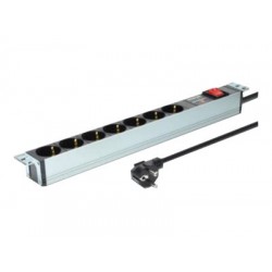 Digitus | 1U Aluminum PDU, rackmountable, 7x safety outlet 16A Plug, 250VAC 50/60Hz, switch, surge protection | DN-95407