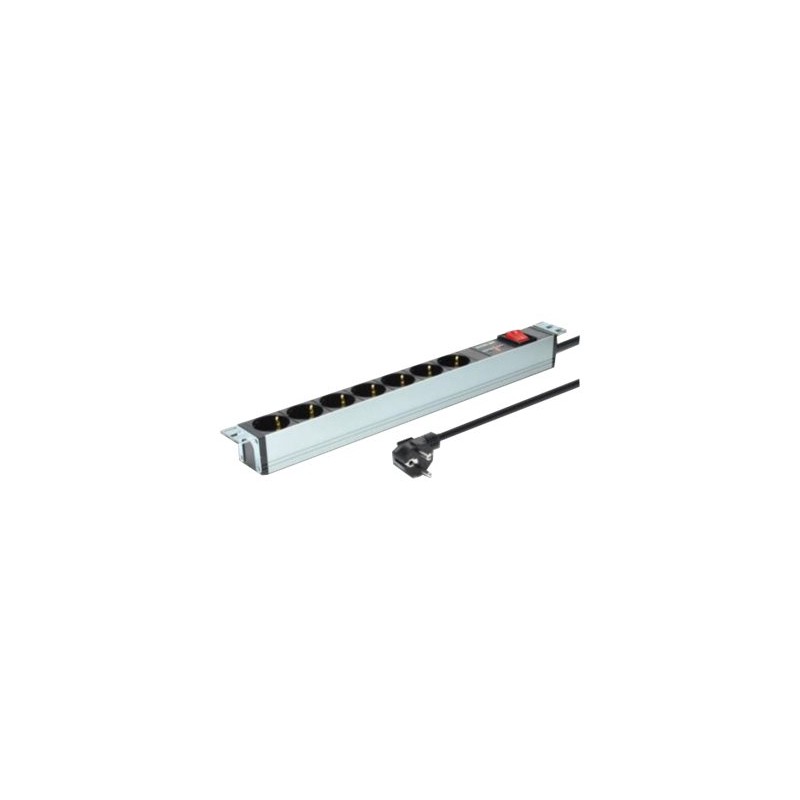 Digitus | 1U Aluminum PDU, rackmountable, 7x safety outlet 16A Plug, 250VAC 50/60Hz, switch, surge protection | DN-95407