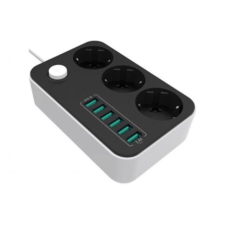 10 A | Power Socket :3 EU plugs/6USB Blac | CW-CHE36B | Black | 1.8 m