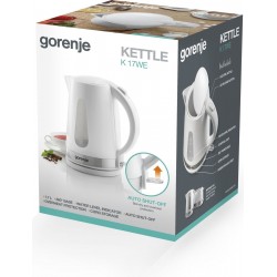 Gorenje | Kettle | K17WE | Electric | 2200 W | 1.7 L | Plastic + metal | 360 rotational base | White