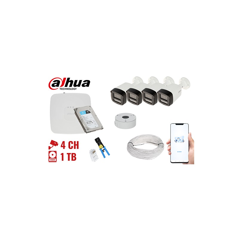 SURVEILLANCE KIT DAHUA-NVR04-4IPCB 4 CAMERAS + DVR DAHUA SURVEILLANCE KIT DAHUA-NVR04-4IPCB 4 CAMERAS + DVR DAHUA