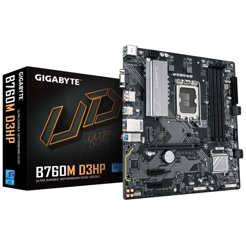 Mainboard|GIGABYTE|Intel B760 Express|LGA1700|Micro-ATX|Memory DDR5|Memory slots 4|2xPCI-Express 3.0 1x|1xPCI-Express 4.0 16x|2x Mainboard|GIGABYTE|Intel B760 Express|LGA1700|Micro-ATX|Memory DDR5|Memory slots 4|2xPCI-Express 3.0 1x|1xPCI-Express 4.0 16x|2x