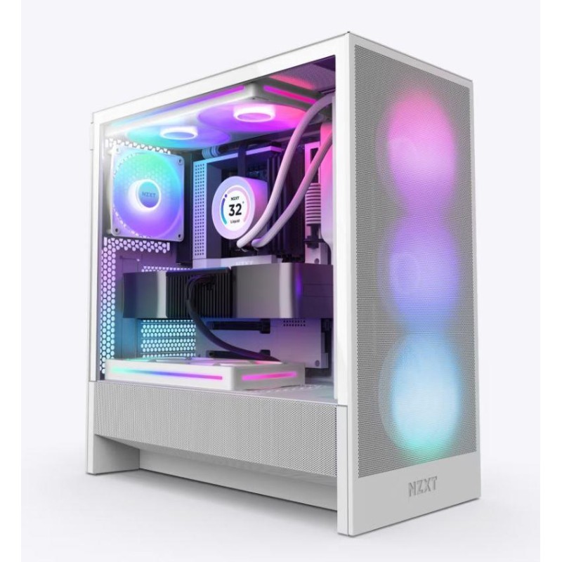Case|NZXT|H5 FLOW RGB 2024|MidiTower|Case product features Transparent panel|Not included|ATX|EATX|MicroATX|MiniITX|Colour White