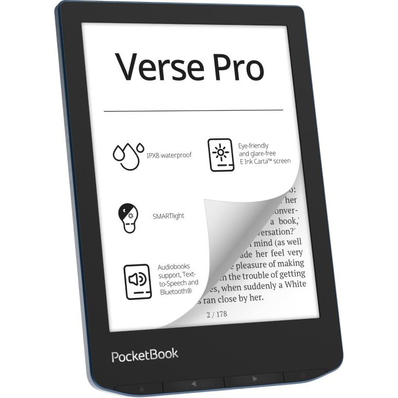 E-Reader|POCKETBOOK|Verse Pro|6"|1072x1448|1xUSB-C|Wireless LAN|Bluetooth|Azure|PB634-A-WW E-Reader|POCKETBOOK|Verse Pro|6"|1072x1448|1xUSB-C|Wireless LAN|Bluetooth|Azure|PB634-A-WW