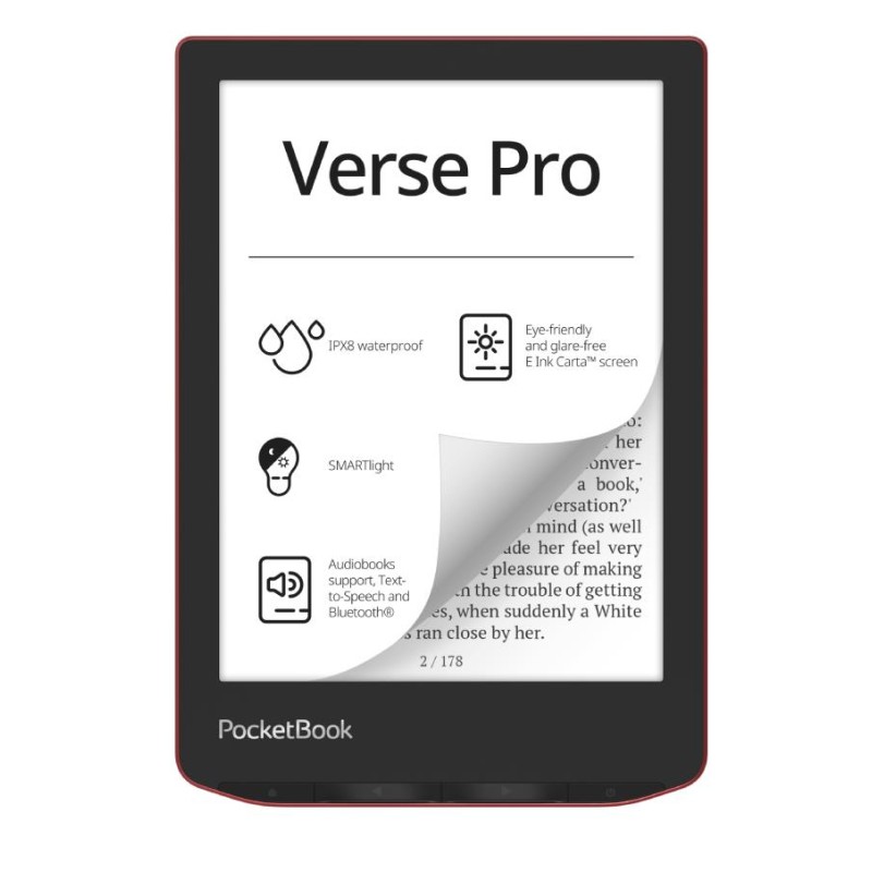 E-Reader|POCKETBOOK|Verse Pro|6"|1072x1448|1xUSB-C|Wireless LAN|Bluetooth|Red|PB634-3-WW E-Reader|POCKETBOOK|Verse Pro|6"|1072x1448|1xUSB-C|Wireless LAN|Bluetooth|Red|PB634-3-WW