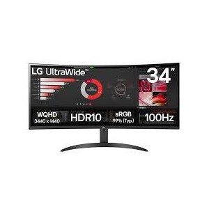 LCD Monitor|LG|34"|Curved/21 : 9|Panel VA|3440x1440|21:9|100 Hz|5 ms|Tilt|34WR50QK-B
