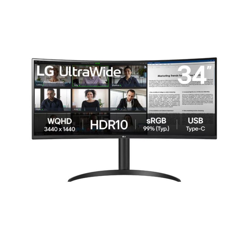 LCD Monitor|LG|34WR55QK-B|34"|Business/Curved/21 : 9|Panel VA|3440x1440|21:9|100Hz|5 ms|Height adjustable|Tilt|Colour Black|34WR LCD Monitor|LG|34WR55QK-B|34"|Business/Curved/21 : 9|Panel VA|3440x1440|21:9|100Hz|5 ms|Height adjustable|Tilt|Colour Black|34WR