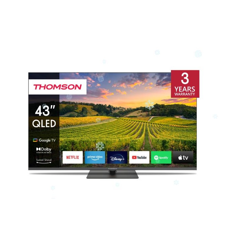 TV Set|THOMSON|43"|4K/Smart|QLED|3840x2160|Bluetooth|Google TV|43QG5C14