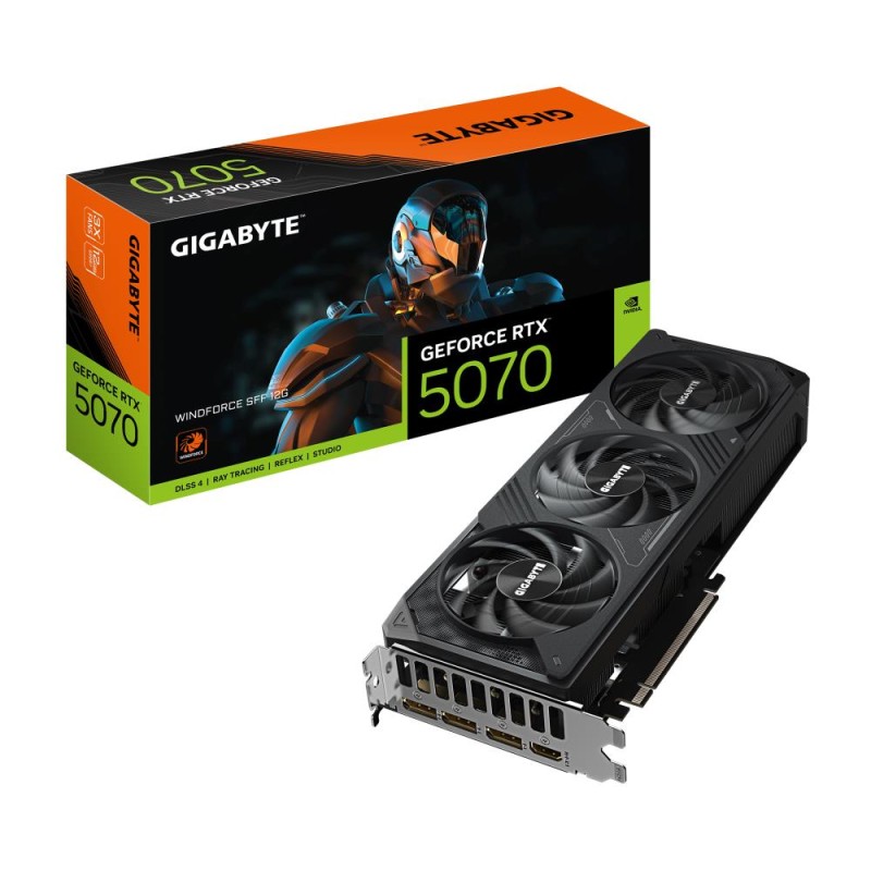 Graphics Card|GIGABYTE|NVIDIA GeForce RTX 5070|12 GB|GDDR7|192 bit|PCIE 5.0 16x|GPU 2512 MHz|Triple slot Fansink|1xHDMI|3xDispla Graphics Card|GIGABYTE|NVIDIA GeForce RTX 5070|12 GB|GDDR7|192 bit|PCIE 5.0 16x|GPU 2512 MHz|Triple slot Fansink|1xHDMI|3xDispla