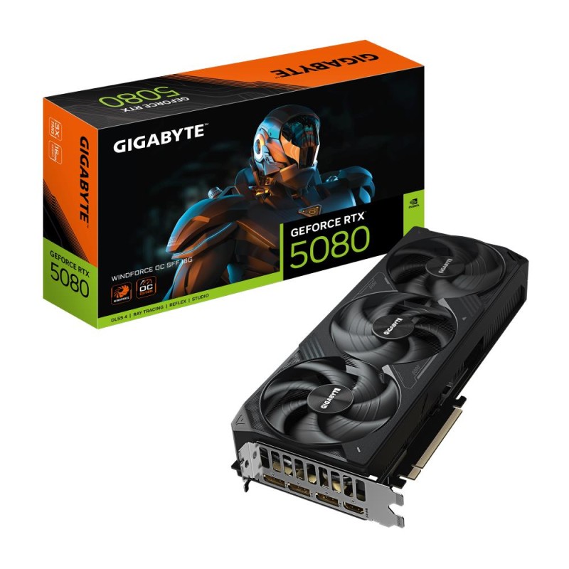 Graphics Card|GIGABYTE|NVIDIA GeForce RTX 5080|16 GB|GDDR7|256 bit|PCIE 5.0 16x|GPU 2670 MHz|Triple slot Fansink|1xHDMI|3xDispla Graphics Card|GIGABYTE|NVIDIA GeForce RTX 5080|16 GB|GDDR7|256 bit|PCIE 5.0 16x|GPU 2670 MHz|Triple slot Fansink|1xHDMI|3xDispla