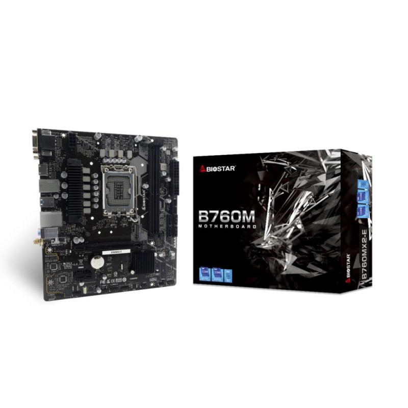 Mainboard|BIOSTAR|Intel B760 Express|LGA1700|Micro-ATX|Memory DDR5|Memory slots 2|1xPCI-Express 3.0 1x|1xPCI-Express 4.0 16x|2xM Mainboard|BIOSTAR|Intel B760 Express|LGA1700|Micro-ATX|Memory DDR5|Memory slots 2|1xPCI-Express 3.0 1x|1xPCI-Express 4.0 16x|2xM