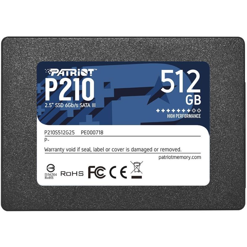 SSD|PATRIOT|P210|512GB|SATA 3.0|Write speed 430 MBytes/sec|Read speed 520 MBytes/sec|2,5"|TBW 240 TB|P210S512G25 SSD|PATRIOT|P210|512GB|SATA 3.0|Write speed 430 MBytes/sec|Read speed 520 MBytes/sec|2,5"|TBW 240 TB|P210S512G25