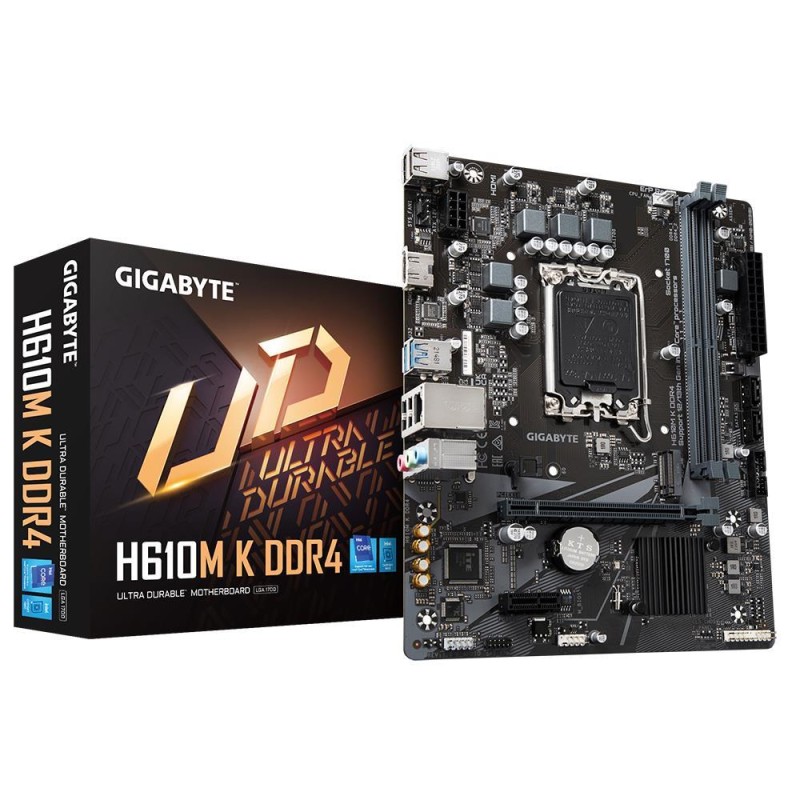 Mainboard|GIGABYTE|Intel H610|LGA1700|Micro-ATX|Memory DDR4|Memory slots 2|1xPCI-Express 3.0 1x|1xPCI-Express 4.0 16x|1xM.2|1xHD Mainboard|GIGABYTE|Intel H610|LGA1700|Micro-ATX|Memory DDR4|Memory slots 2|1xPCI-Express 3.0 1x|1xPCI-Express 4.0 16x|1xM.2|1xHD