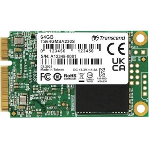 SSD|TRANSCEND|64GB|mSATA|SATA 3.0|3D NAND|Write speed 200 MBytes/sec|Read speed 350 MBytes/sec|TBW 35 TB|MTBF 200000 hours|TS64G