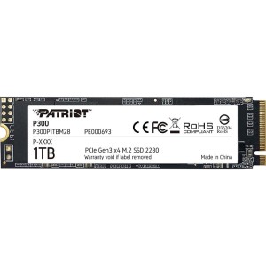 SSD|PATRIOT|P300|1TB|M.2|PCIE|NVMe|3D NAND|Write speed 1650 MBytes/sec|Read speed 2100 MBytes/sec|3.8mm|TBW 480 TB|P300P1TBM28