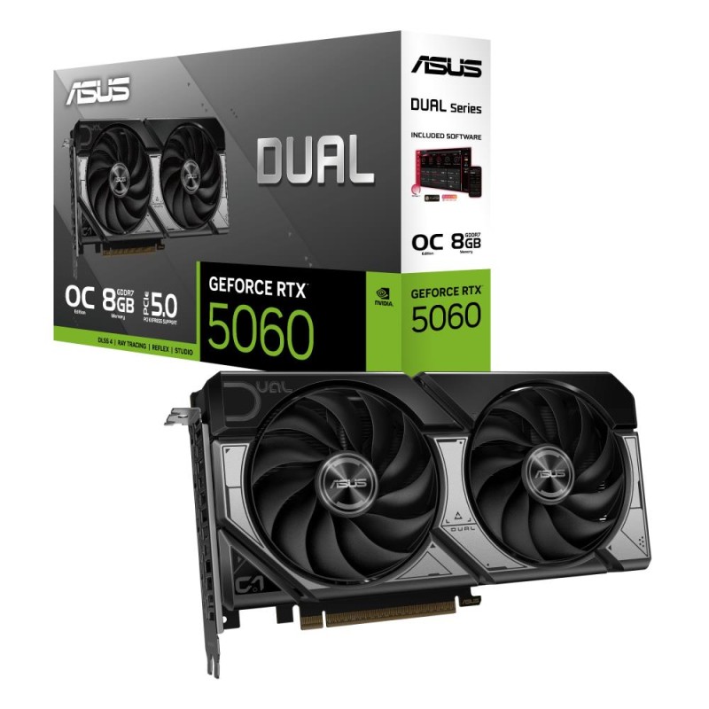 Graphics Card|ASUS|NVIDIA GeForce RTX 5060|8 GB|GDDR7|128 bit|PCIE 5.0 16x|Dual Slot Fansink|1xHDMI|3xDisplayPort|DUAL-RTX5060-O Graphics Card|ASUS|NVIDIA GeForce RTX 5060|8 GB|GDDR7|128 bit|PCIE 5.0 16x|Dual Slot Fansink|1xHDMI|3xDisplayPort|DUAL-RTX5060-O