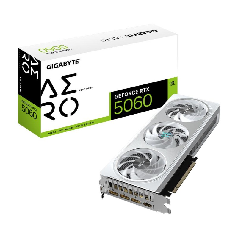 Graphics Card|GIGABYTE|NVIDIA GeForce RTX 5060|8 GB|GDDR7|128 bit|PCIE 5.0 16x|GPU 2595 MHz|1xHDMI|3xDisplayPort|GV-N5060AEROOC-