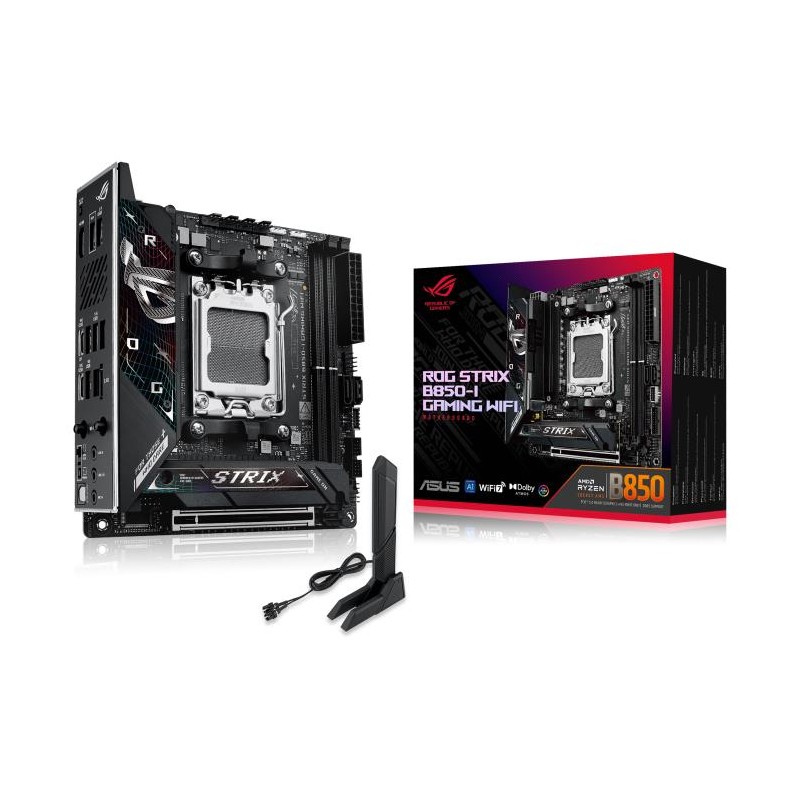 Mainboard|ASUS|AMD B850|SAM5|Mini-ITX|Memory DDR5|Memory slots 2|1xPCI-Express 4.0 16x|1xPCI-Express 5.0 16x|2xM.2|1xHDMI|1xAudi Mainboard|ASUS|AMD B850|SAM5|Mini-ITX|Memory DDR5|Memory slots 2|1xPCI-Express 4.0 16x|1xPCI-Express 5.0 16x|2xM.2|1xHDMI|1xAudi