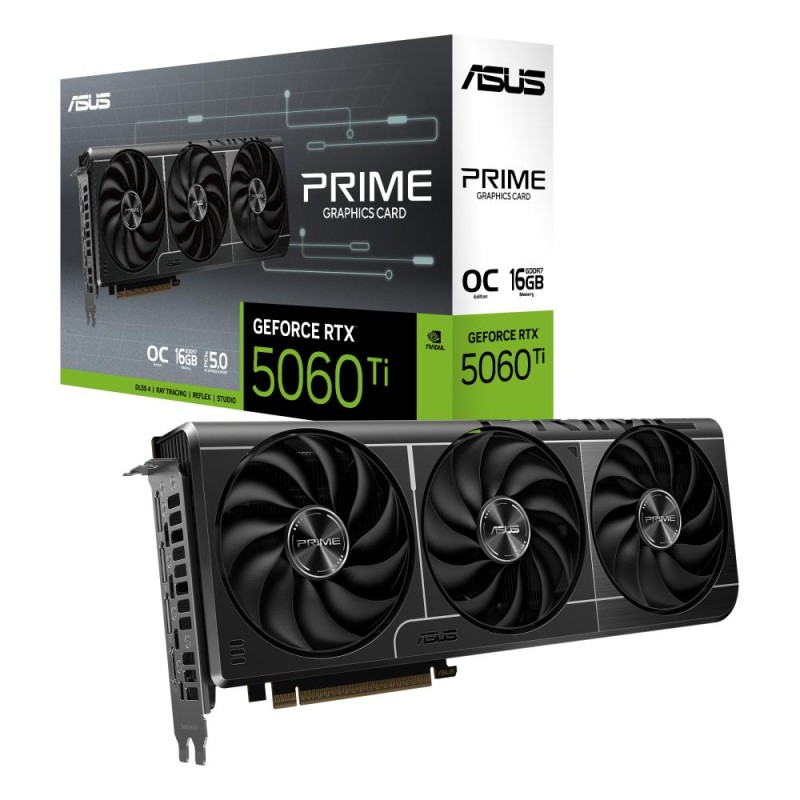 Graphics Card|ASUS|NVIDIA GeForce RTX 5060 Ti|16 GB|GDDR7|128 bit|PCIE 5.0 16x|Triple slot Fansink|1xHDMI|3xDisplayPort|PRIME-RT Graphics Card|ASUS|NVIDIA GeForce RTX 5060 Ti|16 GB|GDDR7|128 bit|PCIE 5.0 16x|Triple slot Fansink|1xHDMI|3xDisplayPort|PRIME-RT