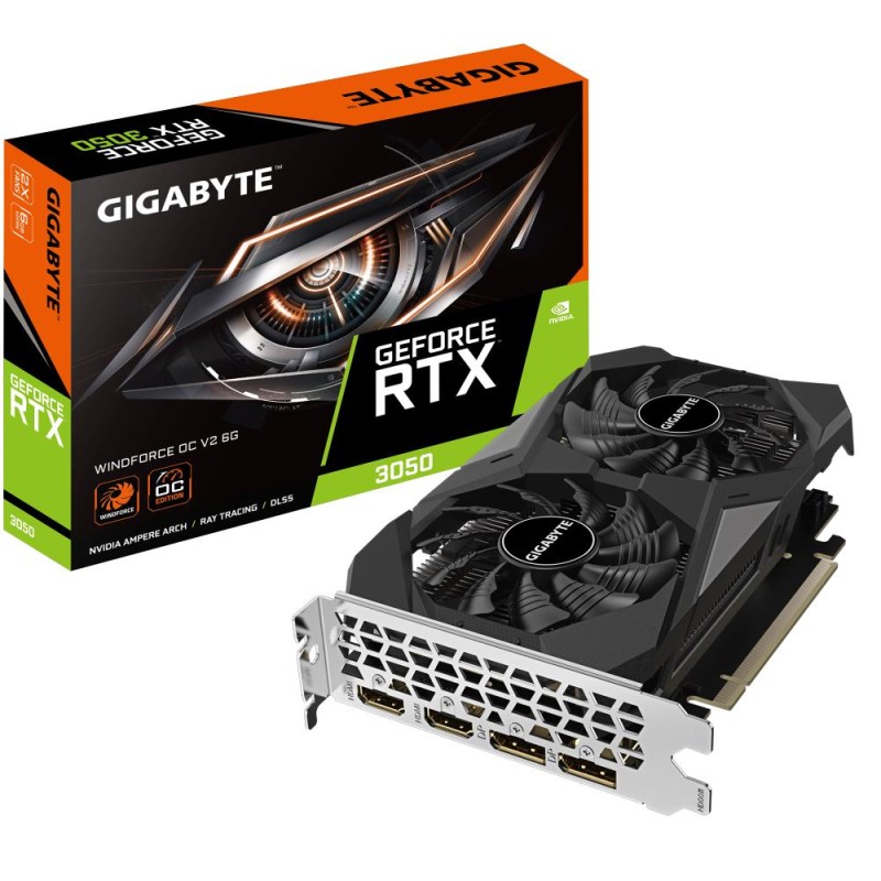 Graphics Card|GIGABYTE|NVIDIA GeForce RTX 3050|6 GB|GDDR6|96 bit|PCIE 4.0 16x|Memory 14000 MHz|GPU 1477 MHz|2xHDMI|2xDisplayPort Graphics Card|GIGABYTE|NVIDIA GeForce RTX 3050|6 GB|GDDR6|96 bit|PCIE 4.0 16x|Memory 14000 MHz|GPU 1477 MHz|2xHDMI|2xDisplayPort