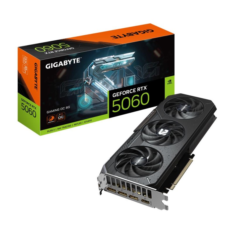 Graphics Card|GIGABYTE|NVIDIA GeForce RTX 5060|8 GB|GDDR7|128 bit|PCIE 5.0 16x|GPU 2595 MHz|Triple slot Fansink|1xHDMI|3xDisplay Graphics Card|GIGABYTE|NVIDIA GeForce RTX 5060|8 GB|GDDR7|128 bit|PCIE 5.0 16x|GPU 2595 MHz|Triple slot Fansink|1xHDMI|3xDisplay