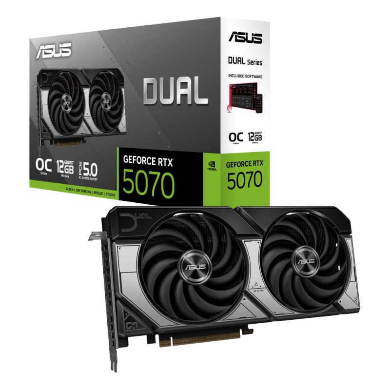 Graphics Card|ASUS|NVIDIA GeForce RTX 5070|12 GB|GDDR7|192 bit|PCIE 5.0 16x|Dual Slot Fansink|1xHDMI|3xDisplayPort|DUAL-RTX5070- Graphics Card|ASUS|NVIDIA GeForce RTX 5070|12 GB|GDDR7|192 bit|PCIE 5.0 16x|Dual Slot Fansink|1xHDMI|3xDisplayPort|DUAL-RTX5070-