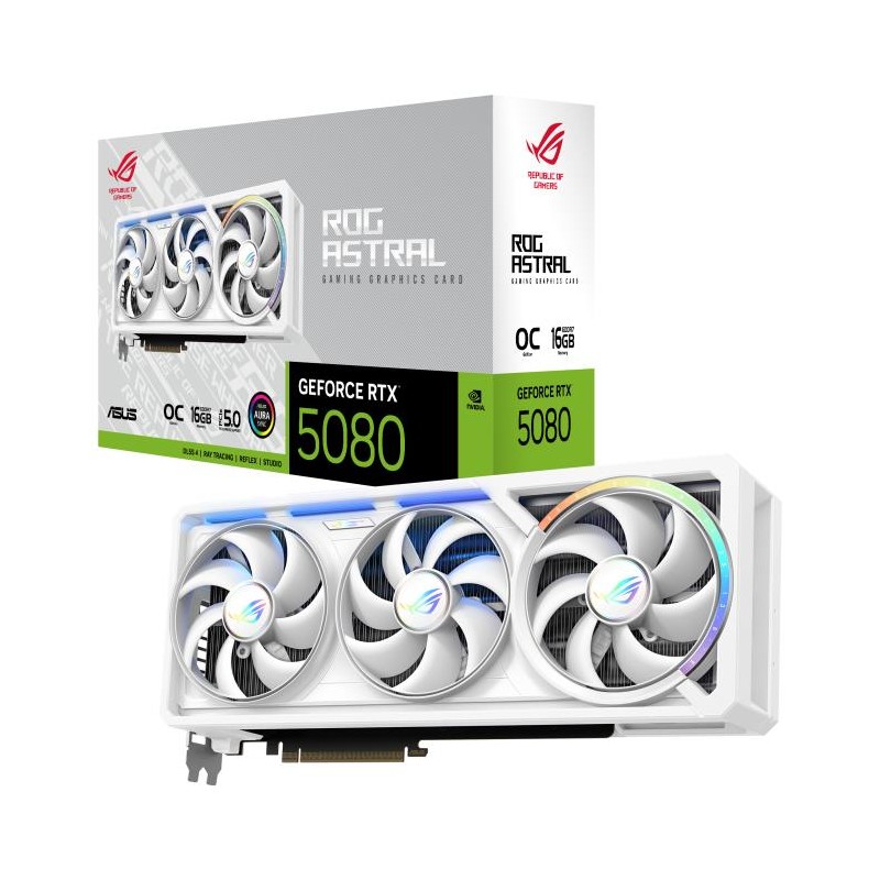 Graphics Card|ASUS|NVIDIA GeForce RTX 5080|16 GB|GDDR7|256 bit|Triple slot Fansink|ROG-ASTRAL-RTX5080O16G-WH Graphics Card|ASUS|NVIDIA GeForce RTX 5080|16 GB|GDDR7|256 bit|Triple slot Fansink|ROG-ASTRAL-RTX5080O16G-WH