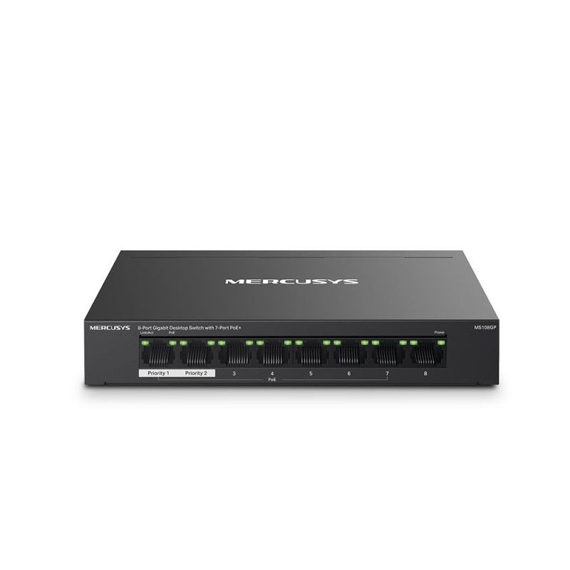 Switch|MERCUSYS|MS108GP|Desktop/pedestal|8x10Base-T / 100Base-TX / 1000Base-T|PoE+ ports 7|MS108GP Switch|MERCUSYS|MS108GP|Desktop/pedestal|8x10Base-T / 100Base-TX / 1000Base-T|PoE+ ports 7|MS108GP