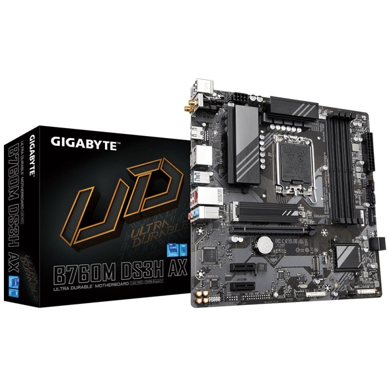 Mainboard|GIGABYTE|Intel B760 Express|LGA1700|Micro-ATX|Memory DDR5|Memory slots 4|2xPCI-Express 3.0 1x|1xPCI-Express 4.0 16x|2x Mainboard|GIGABYTE|Intel B760 Express|LGA1700|Micro-ATX|Memory DDR5|Memory slots 4|2xPCI-Express 3.0 1x|1xPCI-Express 4.0 16x|2x