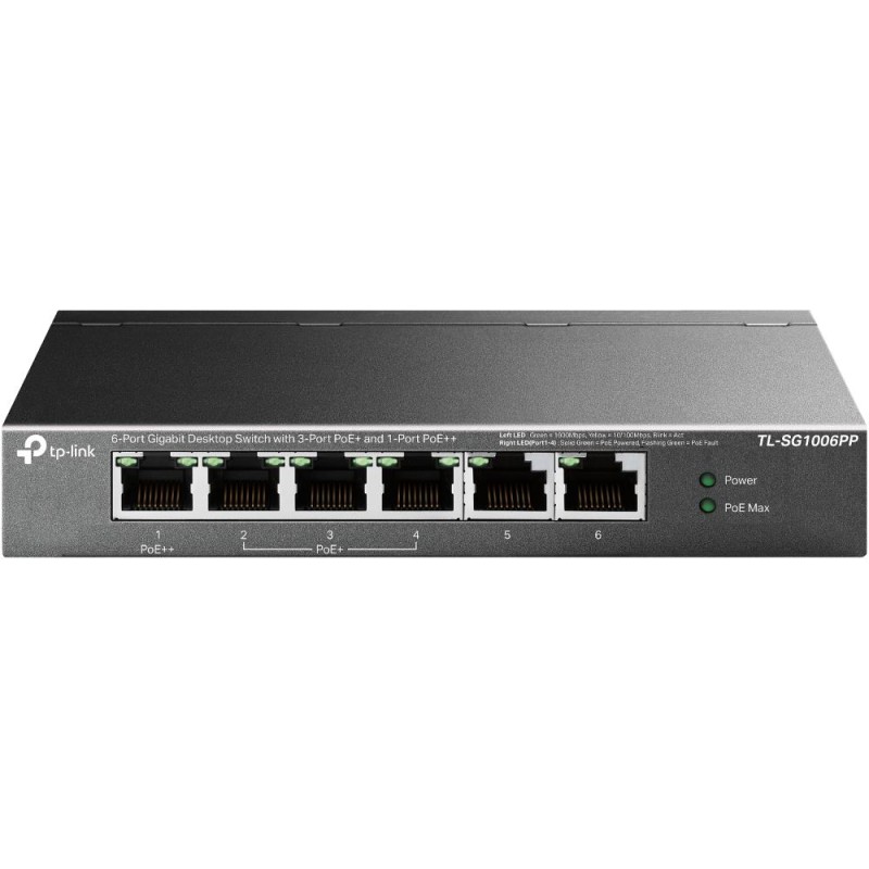 Switch|TP-LINK|TL-SG1006PP|Desktop/pedestal|6x10Base-T / 100Base-TX / 1000Base-T|PoE+ ports 4|TL-SG1006PP Switch|TP-LINK|TL-SG1006PP|Desktop/pedestal|6x10Base-T / 100Base-TX / 1000Base-T|PoE+ ports 4|TL-SG1006PP
