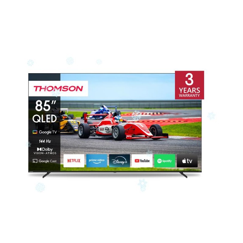 TV Set|THOMSON|85"|4K/Smart|QLED|3840x2160|Wireless LAN|Bluetooth|Google TV|Black|85QG7S14