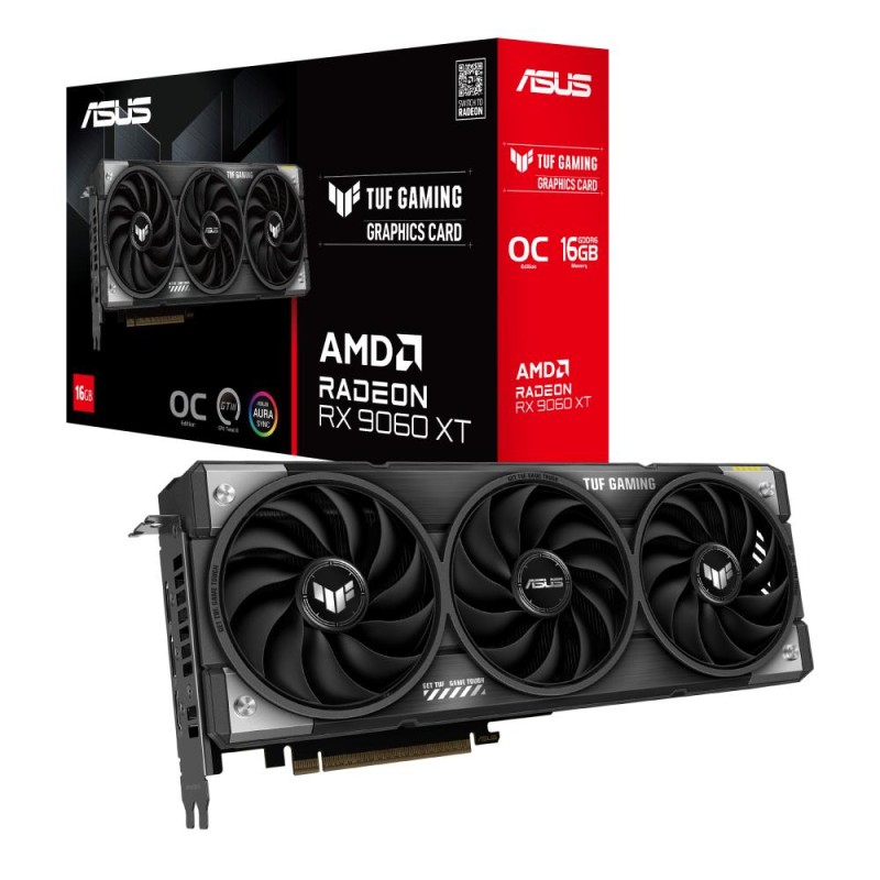 Graphics Card|ASUS|AMD Radeon RX 9060 XT|16 GB|GDDR6|128 bit|PCIE 5.0 16x|Triple slot Fansink|1xHDMI|2xDisplayPort|TUF-RX9060XT-