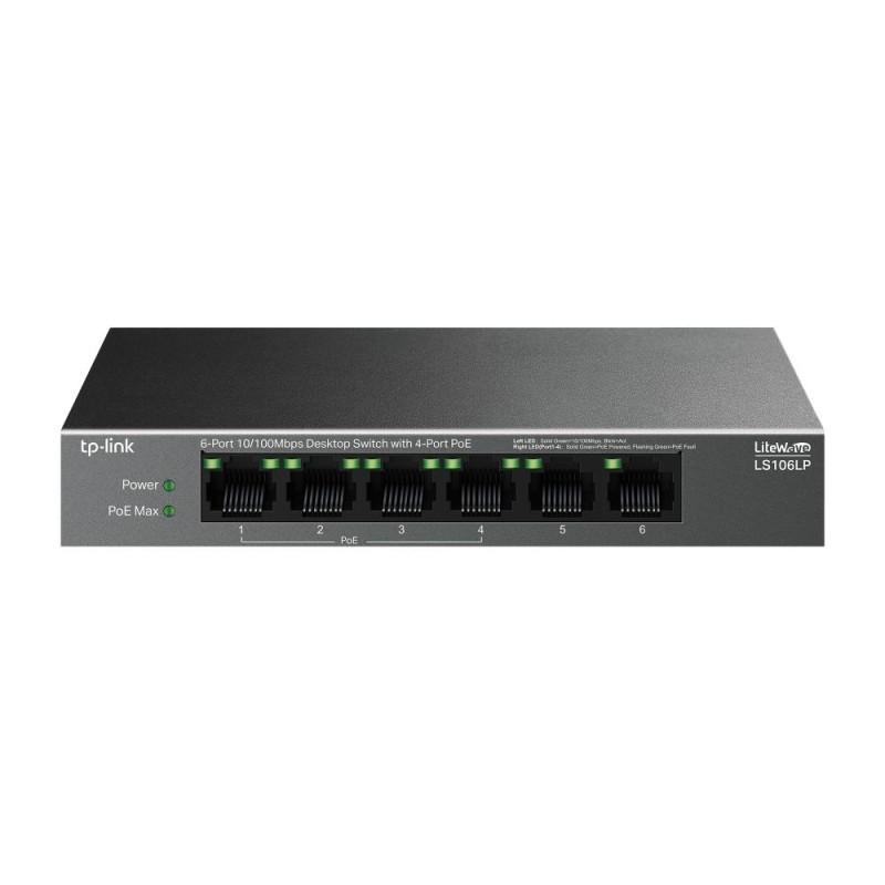 Switch|TP-LINK|LS106LP|Desktop/pedestal|6x10Base-T / 100Base-TX|PoE ports 4|LS106LP Switch|TP-LINK|LS106LP|Desktop/pedestal|6x10Base-T / 100Base-TX|PoE ports 4|LS106LP