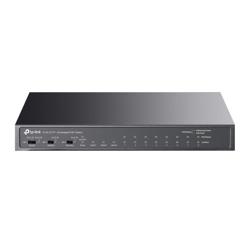 Switch|TP-LINK|Desktop/pedestal|8x10Base-T / 100Base-TX|1xSFP|2xRJ45|PoE+ ports 8|65 Watts|TL-SL1311P Switch|TP-LINK|Desktop/pedestal|8x10Base-T / 100Base-TX|1xSFP|2xRJ45|PoE+ ports 8|65 Watts|TL-SL1311P