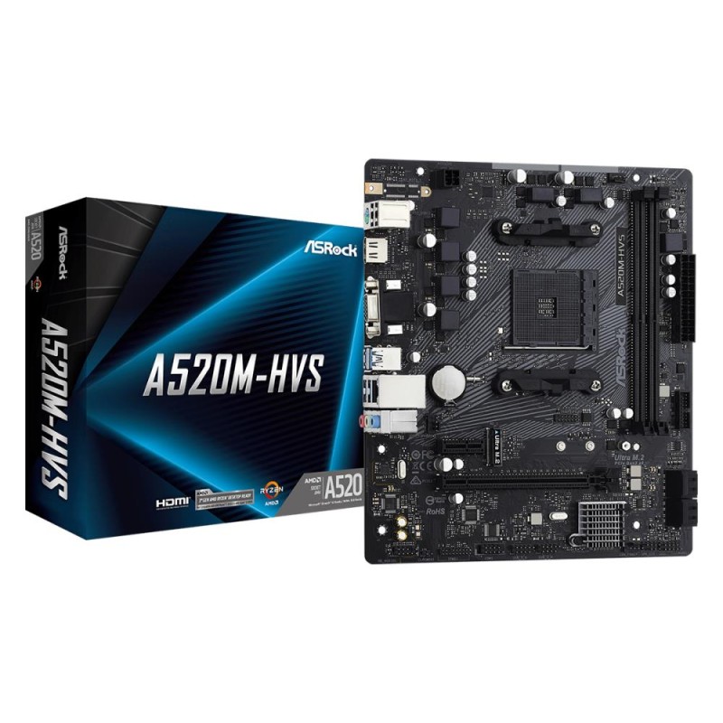 Mainboard|ASROCK|AMD A520|SAM4|Micro-ATX|Memory DDR4|Memory slots 2|1xPCI-Express 3.0 1x|1xPCI-Express 3.0 16x|1xM.2|1x15pin D-s Mainboard|ASROCK|AMD A520|SAM4|Micro-ATX|Memory DDR4|Memory slots 2|1xPCI-Express 3.0 1x|1xPCI-Express 3.0 16x|1xM.2|1x15pin D-s