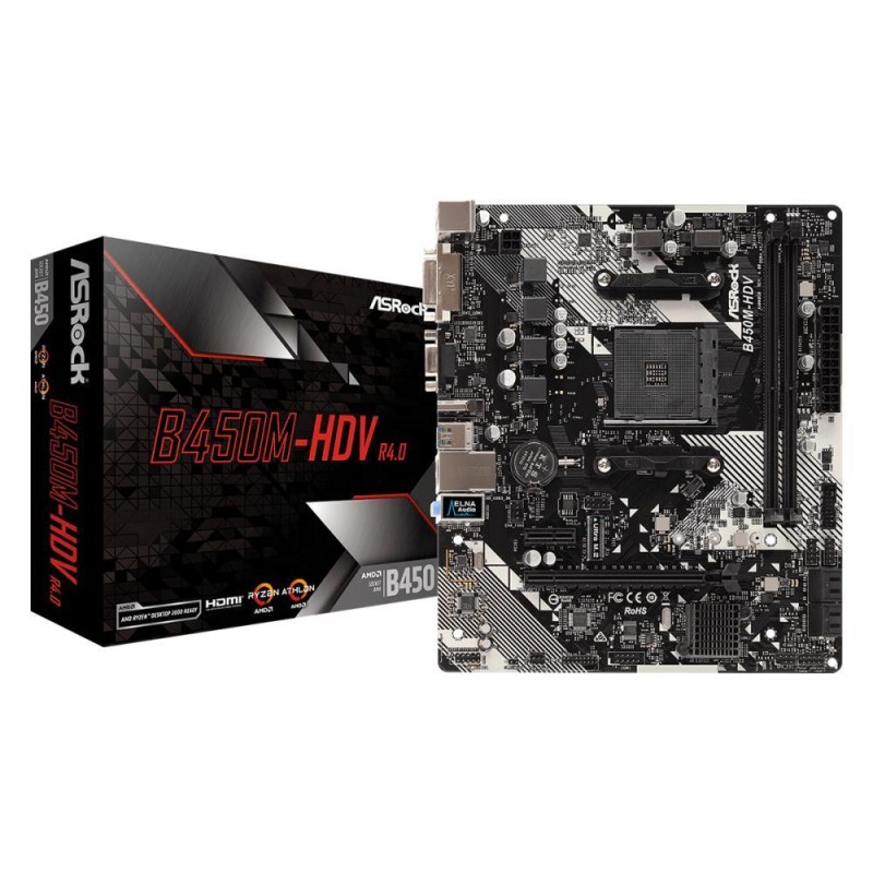 Mainboard|ASROCK|AMD B450|SAM4|Micro-ATX|Memory DDR4|Memory slots 2|1xPCI-Express 2.0 1x|1xPCI-Express 3.0 16x|1xM.2|1x15pin D-s Mainboard|ASROCK|AMD B450|SAM4|Micro-ATX|Memory DDR4|Memory slots 2|1xPCI-Express 2.0 1x|1xPCI-Express 3.0 16x|1xM.2|1x15pin D-s