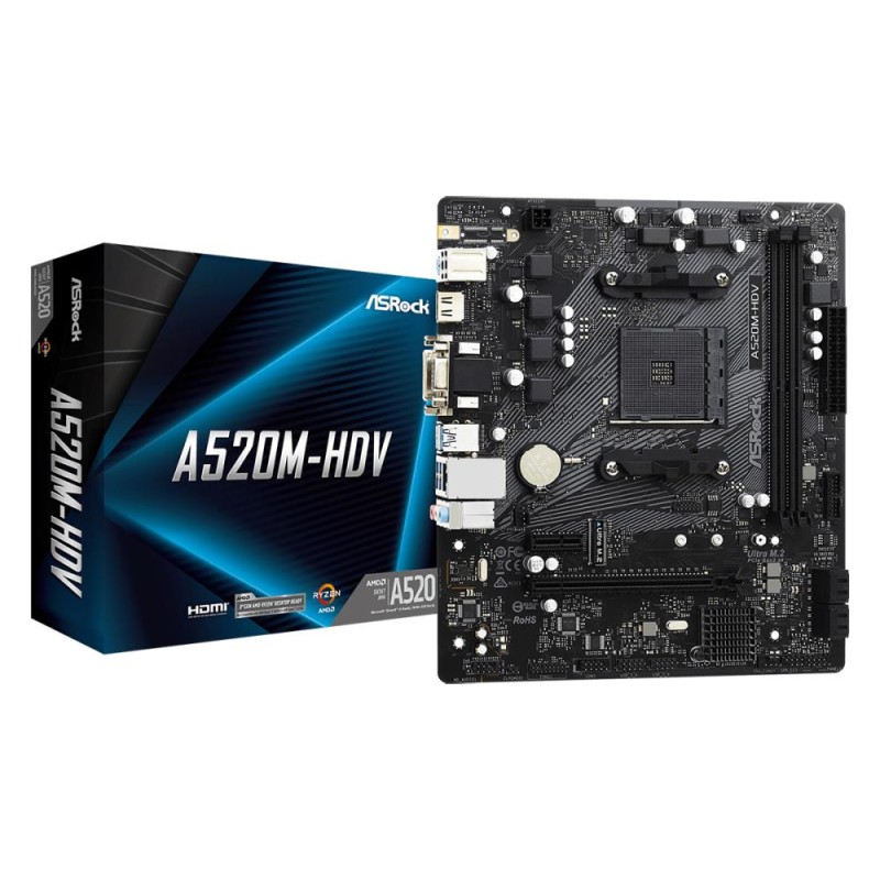 Mainboard|ASROCK|AMD A520|SAM4|Micro-ATX|Memory DDR4|Memory slots 2|1xPCI-Express 3.0 1x|1xPCI-Express 3.0 16x|1xM.2|1x15pin D-s Mainboard|ASROCK|AMD A520|SAM4|Micro-ATX|Memory DDR4|Memory slots 2|1xPCI-Express 3.0 1x|1xPCI-Express 3.0 16x|1xM.2|1x15pin D-s