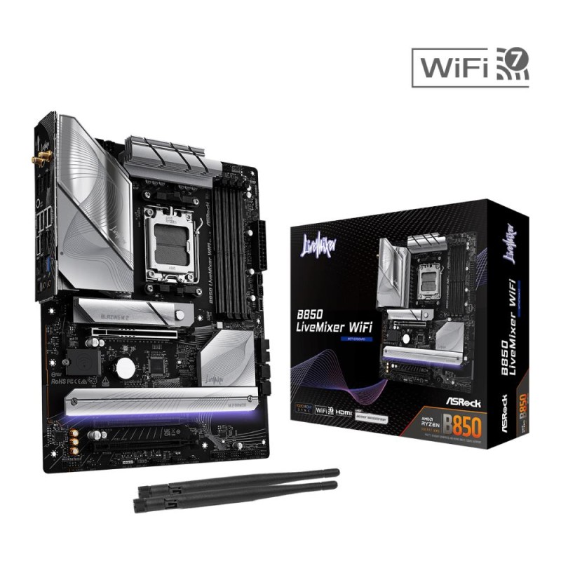 Mainboard|ASROCK|AMD B850|SAM5|ATX|Memory DDR5|Memory slots 4|2xPCI-Express 4.0 16x|1xPCI-Express 5.0 16x|1xM.2|1xHDMI|1xDisplay Mainboard|ASROCK|AMD B850|SAM5|ATX|Memory DDR5|Memory slots 4|2xPCI-Express 4.0 16x|1xPCI-Express 5.0 16x|1xM.2|1xHDMI|1xDisplay