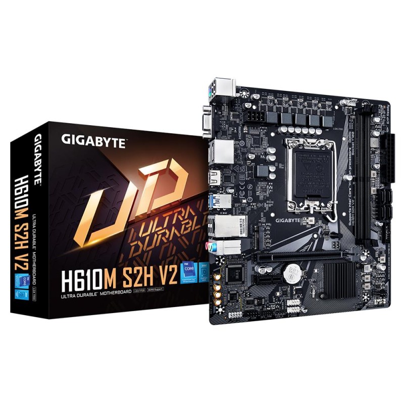 Mainboard|GIGABYTE|Intel H610|LGA1700|Micro-ATX|Memory DDR5|Memory slots 2|1xPCI-Express 3.0 1x|1xPCI-Express 4.0 16x|1xM.2|1x15 Mainboard|GIGABYTE|Intel H610|LGA1700|Micro-ATX|Memory DDR5|Memory slots 2|1xPCI-Express 3.0 1x|1xPCI-Express 4.0 16x|1xM.2|1x15