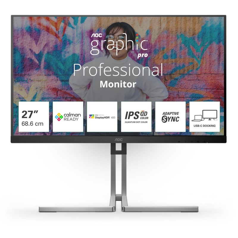 LCD Monitor|AOC|Q27U3CV|27"|Matte|Panel IPS|2560x1440|16:9|75 Hz|4 ms|Speakers|Colour Black / Silver|Q27U3CV LCD Monitor|AOC|Q27U3CV|27"|Matte|Panel IPS|2560x1440|16:9|75 Hz|4 ms|Speakers|Colour Black / Silver|Q27U3CV