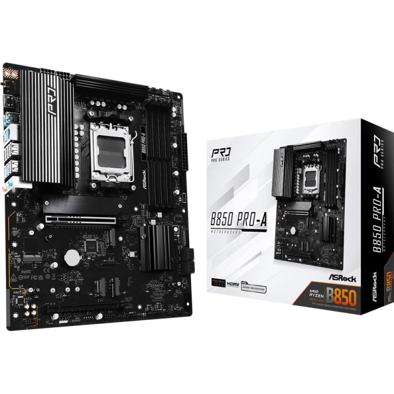 Mainboard|ASROCK|AMD B850|SAM5|ATX|Memory DDR5|Memory slots 4|1xPCI-Express 4.0 16x|1xPCI-Express 5.0 16x|1xM.2|1xHDMI|1xAudio-I Mainboard|ASROCK|AMD B850|SAM5|ATX|Memory DDR5|Memory slots 4|1xPCI-Express 4.0 16x|1xPCI-Express 5.0 16x|1xM.2|1xHDMI|1xAudio-I