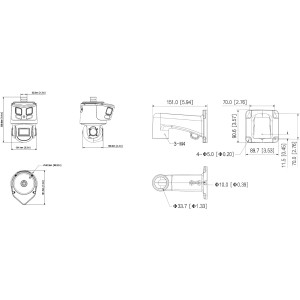 PTZ OUTDOOR IP CAMERA SDT3E410-8P-MB-A-PV1 PANORAMIC TiOC WizSense Smart Dual Light - 3.7 Mpx, 8 Mpx 4 ... 40 mm, 2 X 2.8 mm DAH