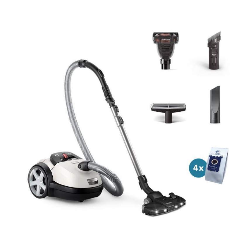 Vacuum Cleaner|PHILIPS|Performer LED 8000 Series|Bagged/For carpets|900 Watts|Noise 75 dB|White|Weight 5.3 kg|XD8142/12