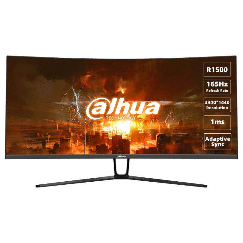 LCD Monitor|DAHUA|DHI-LM34-E330C|34"|Gaming/Curved/21 : 9|Panel VA|3440x1440|21:9|165Hz|1 ms|Tilt|Colour Black|LM34-E330C