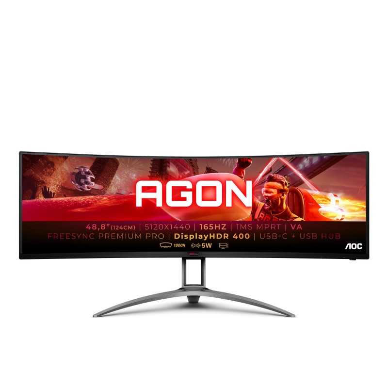 LCD Monitor|AOC|AG493UCX2|48.8"|Gaming/Curved|Panel VA|5120x1440|32:9|165Hz|Matte|4 ms|Speakers|Swivel|Height adjustable|Tilt|Co