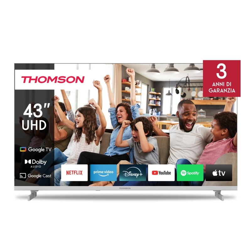 TV Set|THOMSON|43"|4K/Smart|QLED|3840x2160|Google TV|White|43UG4S14W