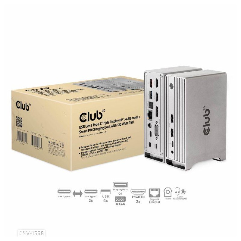 NB ACC DOCKING STATION/USB-C 120W CSV-1568 CLUB3D
