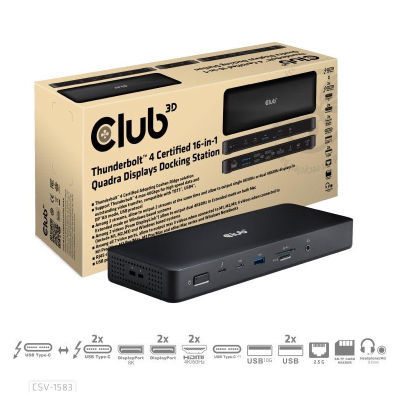 NB ACC DOCKING STATION 16IN1/THUNDERBOLT CSV-1583 CLUB3D