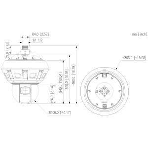 PTZ OUTDOOR IP CAMERA PSDW82442M-A270-D440-DC36V-S3 PANORAMIC WizMind - 4 Mpx, 22 Mpx 5.5 ... 300 mm, 6 X 2.8 mm DAHUA